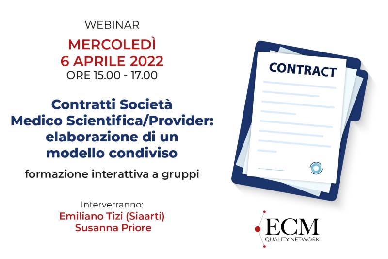 Contratti Società Medico scientifica/provider: elaborazione di un modello condiviso 